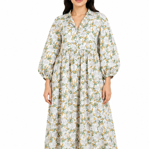 Beautiful floral Cotton Block Printed dress Dress For Casual wear Hand Block Printed Dress - Product Image 1