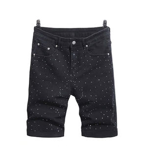 Nouvelle Arrivée Tendance : Short en Jean Homme d'Été avec Design Unique, Style Urbain, Pantalon de Haute Qualité, Short en Jean Homme Orné de Strass - Product Image 1