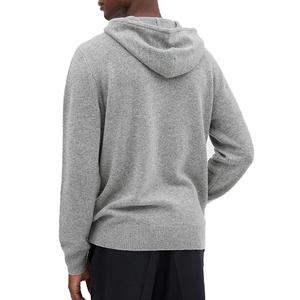 <b>Men's</b> Regular Fit Hooded Knit Sweater Solid Gray Casual Wear 100% Cotton Autumn Style For <b>Men</b> - Product Image 3