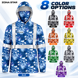 Sudadera con Capucha Floral Sublimada Personalizada, Cinta Reflectante de Alta Visibilidad, Ropa de Trabajo Unisex, Sudadera de Seguridad de Poliéster Estampada, Ropa de Trabajo y Moda - Product Image 6