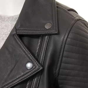 Custom Logo Design Ladies Biker Genuine Sheepskin Leather Jacket Waterproof Filled Breathable All Seasons Cotton Lined - Product Image 5