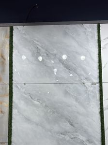 Glossy Porcelain Floor <b>Tiles</b> Blue Gold Marble Pattern Glazed Stone Imitation Texture For Interior Bathroom Use in India - Product Image 3