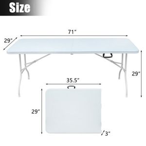 Tavolo Pieghevole Portatile Bianco da 6 Piedi, Alta Capacità di Carico, Tavolo in Plastica per Campeggio, Picnic e Feste - Product Image 3