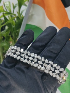 Pulsera de tenis de diamantes cultivados en laboratorio con corte múltiple en oro macizo, pulsera de lujo con diamantes en forma de pera, redondos y esmeralda, joyería fina, regalo de boda - Product Image 2