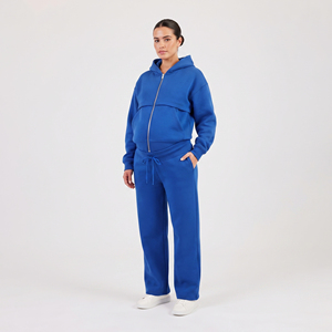 Conjunto de chándal de maternidad oversize con cremallera para mujer, estilo urbano, sudadera holgada para embarazo, pantalones de chándal para lactancia, chándales para amamantar - Product Image 1