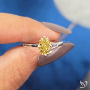 Yellow Oval Cut Lab Diamond <b>Ring</b> IGI Certified 1.08 Ct Fancy Intense Yellow <b>Solitaire</b> Engagement <b>Ring</b> in 10K Gold - Product Image 6