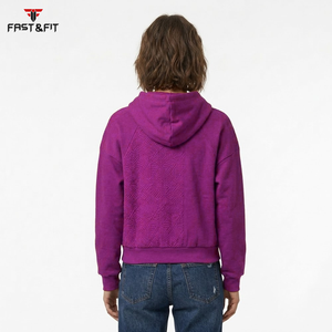 Sudadera con capucha informal para mujer, personalizable al por mayor con logo, estilo urbano, hombros caídos, transpirable, de punto. - Product Image 6