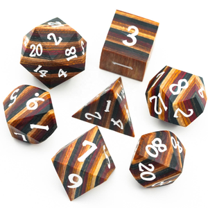 Udixi - Juego de dados poliédricos de madera para Dungeons and Dragons, con rayas marrones - Product Image 5