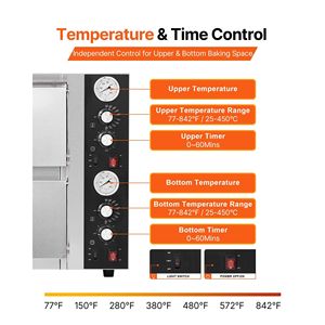 Forno Elettrico per Pizza a Doppio Ripiano da 18 Pollici, Attrezzatura Commerciale da Banco per Panifici, con Temperatura Massima 842°F, Termometro e Funzione Pizza Maker - Product Image 4