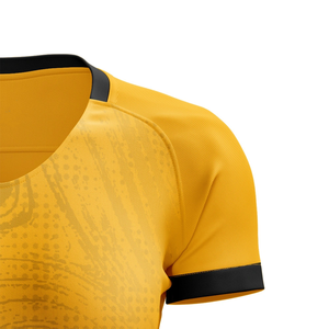 Women's Yellow-Black Color-Block Swirl Soccer Kit 100% Polyester Ladies Breathable Sublimation Sport Outfit Uniform - Product Image 2