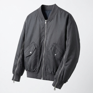 Men's Retro Reversible Leather Bomber <b>Jacket</b> Winter Stand Collar Windproof <b>Fleece</b> <b>Lined</b> Zipper Casual <b>Jacket</b> - Product Image 1