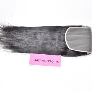 Extensiones de Cabello Humano Natural Negro Ondulado Profundo, Cierre Indio 6x6, 100% Cutícula Alineada, Doble Trama a Máquina, Sin Procesar - Product Image 2