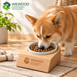 Soporte de Madera para Comedero de Perro, Base Elevada de Madera Natural Sólida con Grabado de Logotipo Personalizado, Ecológico y Duradero - Product Image 4