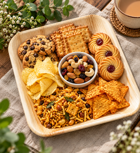Assiettes carrées miniatures en feuilles de palmier d'arec naturelles de 8 pouces, vaisselle jetable compostable pour apéritifs et entrées, 2026 - Product Image 1