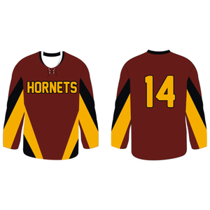 Fournisseur de maillots de hockey sur glace personnalisés, conception OEM avec tissu en maille respirant, logo en twill sublimé, professionnel - Product Image 1