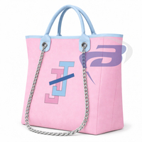Sac fourre-tout en toile durable Jack And Jill Of America Sorority, rose clair et bleu foncé, avec bandoulière chaîne, grande capacité, haute qualité, sac tendance