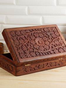 Custom Engraved Handcrafted Wooden Jewelry <b>Box</b> <b>Set</b> Rectangular Carved Floral Design Oriental Style Dishwasher Safe Food-Safe 1 - Product Image 1