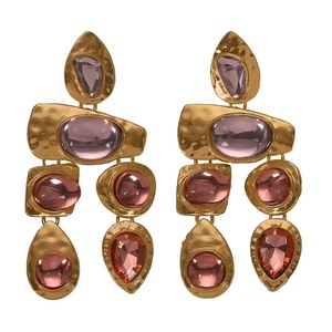 Geometric Drop <b>Earrings</b> 22k Gold Plated <b>Moissanite</b> Bezel Setting Women's Vintage Engagement IGI Certified Bohemia Party Jewelry - Product Image 2