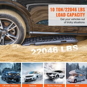 Coppia di Tappetini di Trazione in PP da 10 TON per Veicoli Fuoristrada/Auto/Pickup/SUV/Camper - Piastre Antiscivolo per Recupero - Product Image 3