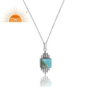 Nouvelle tendance 925 argent naturel Kingman Turquoise pierres précieuses pendentif collier pour femmes conception personnalisée fournisseur de bijoux - Product Image 3