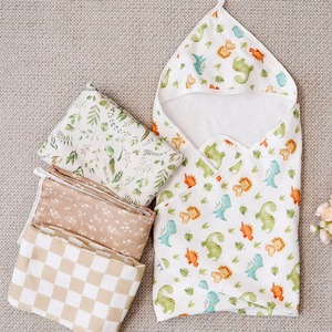 Couverture d'emmaillotage en coton pour bébé, avec imprimé dinosaure, enveloppe douce pour nouveau-nés, serviette à capuche pour enfants, respectueuse de la peau - Product Image 1