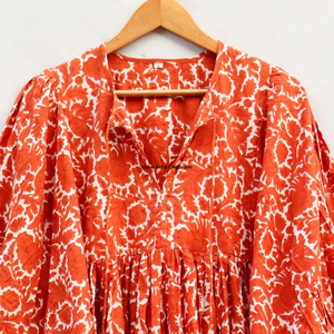 Beautiful floral Cotton <b>Block</b> <b>Printed</b> dress Dress For Casual wear Hand <b>Block</b> <b>Printed</b> Dress - Product Image 2