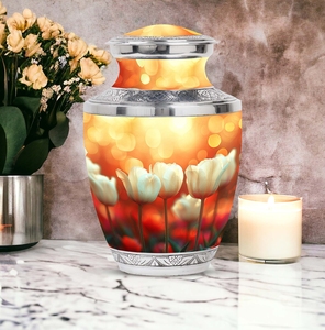 Golden Peaceful Twilight <b>Large</b> With Velvet Bag 10 Inch Human Remains <b>Urn</b> - Product Image 2