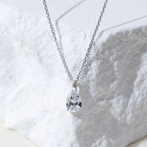 9K <b>Solid</b> <b>Gold</b> Pear Cut Lab Grown Diamond <b>Pendant</b> Necklace Classic Teardrop Solitaire Charm Fine Jewelry Gift for Women - Product Image 4