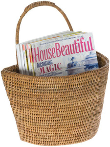 Panier de rangement suspendu en rotin avec poignée, panier tissé naturel, organisateur de rangement écologique, décoration bohème pour la maison, panier de pique-nique - Product Image 4