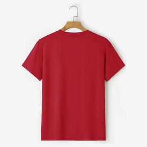 เสื้อยืดเปล่าสีแดง คอโอ ผ้าคอตตอนเจอร์ซีย์ ดีไซน์เรียบ สีพื้น สำหรับขายส่ง รับสกรีนโลโก้ เสื้อยืดลำลองผู้ชาย - Product Image 2