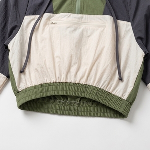 Hot <b>Sale</b> Women 2 Piece Olive Green Sporty Set Hooded Jacket High Waist Shorts Breathable Knitted Polyester Nylon <b>Spring</b> Wear - Product Image 5