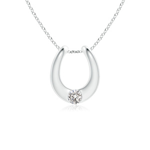 Colgante Solitario de Lujo con Diamante Cultivado en Laboratorio de Corte Redondo en Forma de Herradura en Oro de 10K, 14K, 18K y Plata 925, 935 - Product Image 3