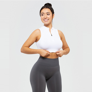 Venta de Fábrica 2026: Tops Deportivos para Mujer, Corte Ajustado, Media Cremallera, Sin Mangas, 160 GSM, 100% Algodón, Secado Rápido, Transpirable, Cuello Redondo - Product Image 2