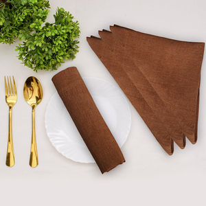 Servilletas de cena de lino 100% marrón, servilletas de tela hechas a mano ecológicas modernas de plantas florales, diseño cuadrado reutilizable para boda en casa - Product Image 1