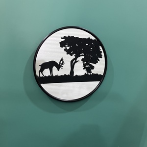 Modern Deer Tree Wall Mirror Round <b>Metal</b> <b>Frame</b> Decorative Wall Hanging Mirror Home Decor Wall Art - Product Image 2