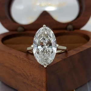 Anillo de Compromiso de Diamantes de Corte Ovalado en Oro Sólido de 18K para Mujer, Engaste de Puntas, Estilo Clásico, Certificado GIA, Joyería Fina - Product Image 1