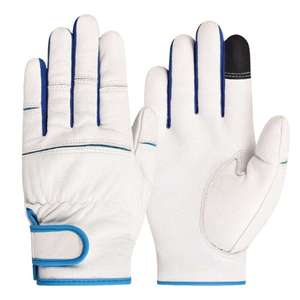 Women's Beige <b>Leather</b> Touch Screen Gloves Needle Detection Full Finger Split <b>Cuff</b> <b>Wrist</b>-Length Cashmere Lined Casual Daily Use - Product Image 2
