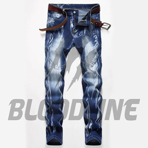 Jeans de Mezclilla para Hombre BLOODLINE, Corte Slim, Desgastados, Cintura Media, Pierna Recta, Estilo Casual Otoñal - Product Image 4