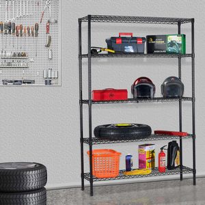 Scaffale di Stoccaggio Regolabile a 5 Ripiani Nero per Garage - Product Image 2