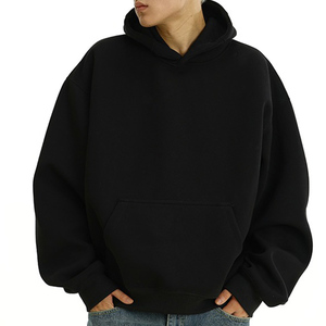 Sudadera con capucha de algodón orgánico con efecto desgastado, parche de aplique personalizado, bolsillo canguro y cordón, estilo streetwear, venta al por mayor - Product Image 1
