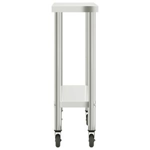Tavolo da lavoro cucina commerciale con ruote 43.3 \ "x11.8 \" x33.5 \ "fabbricazione in acciaio inox - Product Image 6