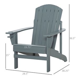Sedia Adirondack Oversize Grigio Scuro con Portabicchieri per Uso Esterno, Falò, Portico, Patio o Giardino - Product Image 3