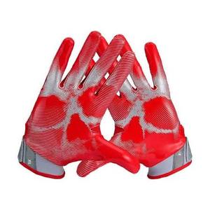 Red Full Finger American Football Gloves PU Material Non Slip <b>Hook</b> And Loop Closure Unisex Outdoor Use - Product Image 3