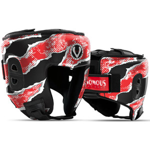 Venomous Red Viper <b>Boxing</b> <b>Headgear</b> Leather MMA Muay Thai Protective Head Guard Shock Absorbent Adjustable Fit - Product Image 1