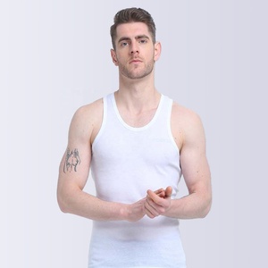 Haute qualité 100% coton léger été tous les jours plaine décontracté sans manches chemises sous-vêtements de base superposition débardeurs pour hommes - Product Image 5