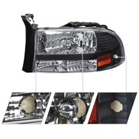 Schwarze Scheinwerfer für 1997-2004 Dodge Dakota Durango 1PC Style Lampen Links+Rechts