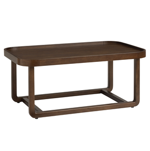 Mid-Century Modern Design Walnut Finish Curved Tray Style Top With <b>Wooden</b> Legs Home Living Room Office Sofa Center <b>Coffee</b> <b>Table</b> - Product Image 4