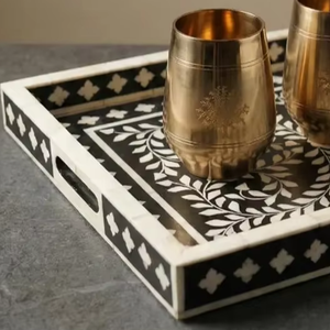 Plateau en os incrusté de fleurs fait main – Décoration d'intérieur de luxe par PERFECT ENTERPRISES - Product Image 3