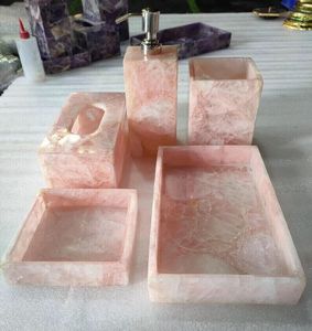 Hotel Bathroom <b>Vanity</b> Set Grey Marble Stone Soap Dispenser Waste Basket Tissue <b>Box</b> Cover Tray For Home Washroom Countertop - Product Image 5