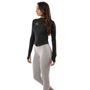 FlexZip Ribbed <b>Women</b> Jacket in Black Color Stylish Ribbed Full Zip Activewear Jacket <b>Lightweight</b> Stretch Fitness Sports Jacket - Product Image 2
